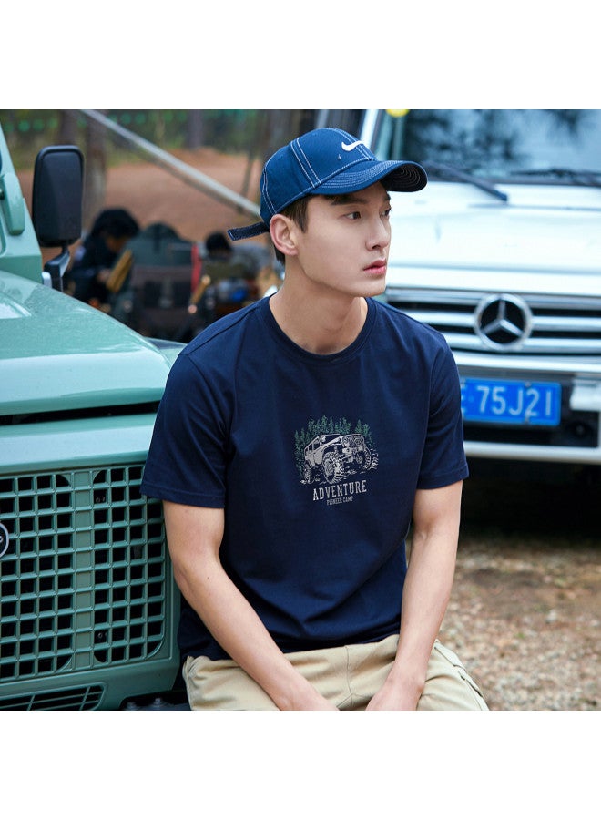 Pure Cotton Outdoor Mountain Style】loose-fit Youth Minimalist Short Sleeve Top Sporty Casual Round Neck T-shirt - Image 4