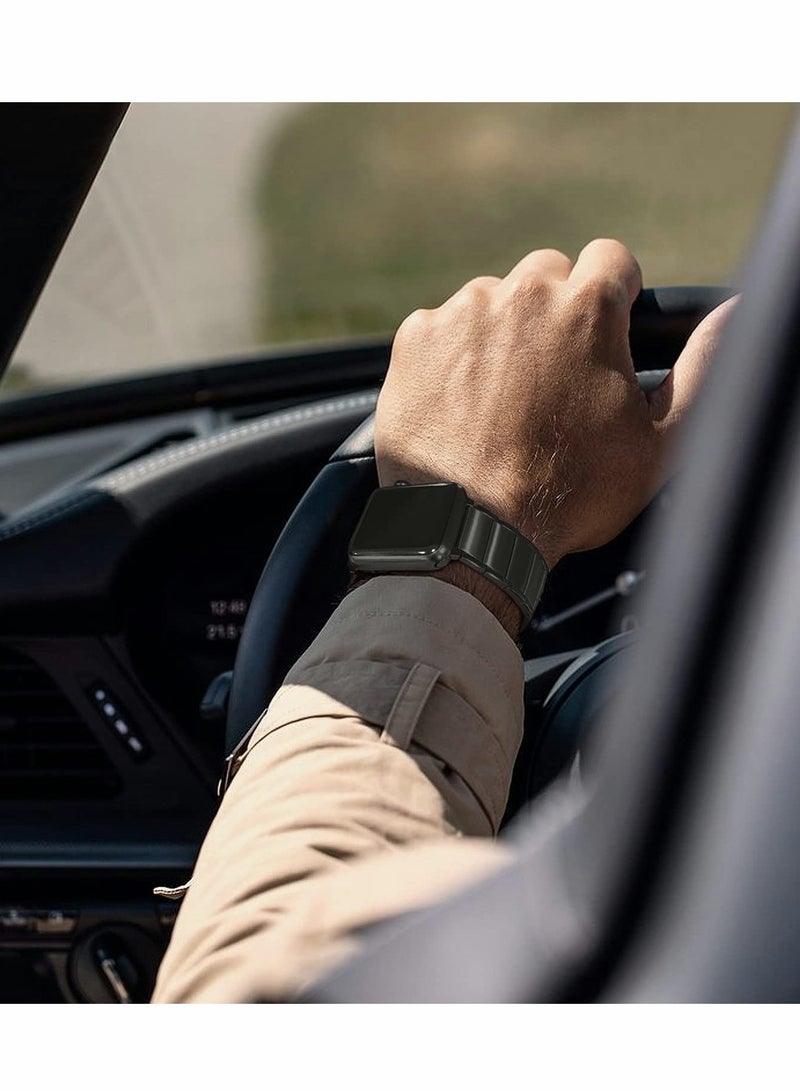 أشرطة مغناطيسية معدنية لساعة أبل 45مم 44مم، أشرطة استبدال أنيقة - Image 2