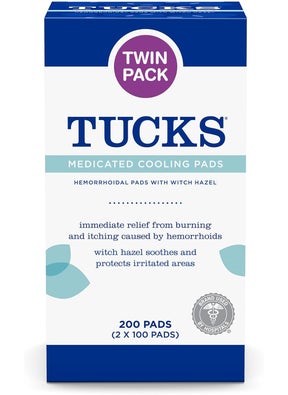 Tucks TUCKS Medicated Cooling Pads, 200 Count - Witch Hazel Pads for Sensitive Areas, Cleanse and Protect from Irritation 