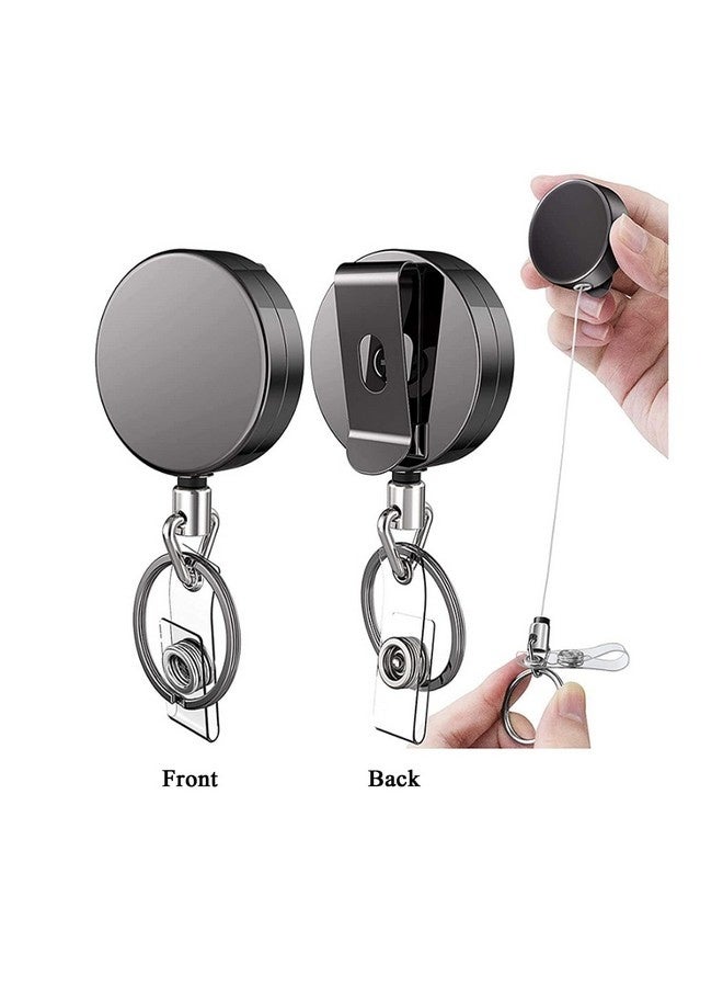 Beauenty 2 Pack Retractable Badge Holders with 2 Pcs Waterproof Transparent Card Holder,T Tersely Metal ID Badge Holder with Belt Clip Key Ring for Name Card Keychain Metal Casing - Image 2