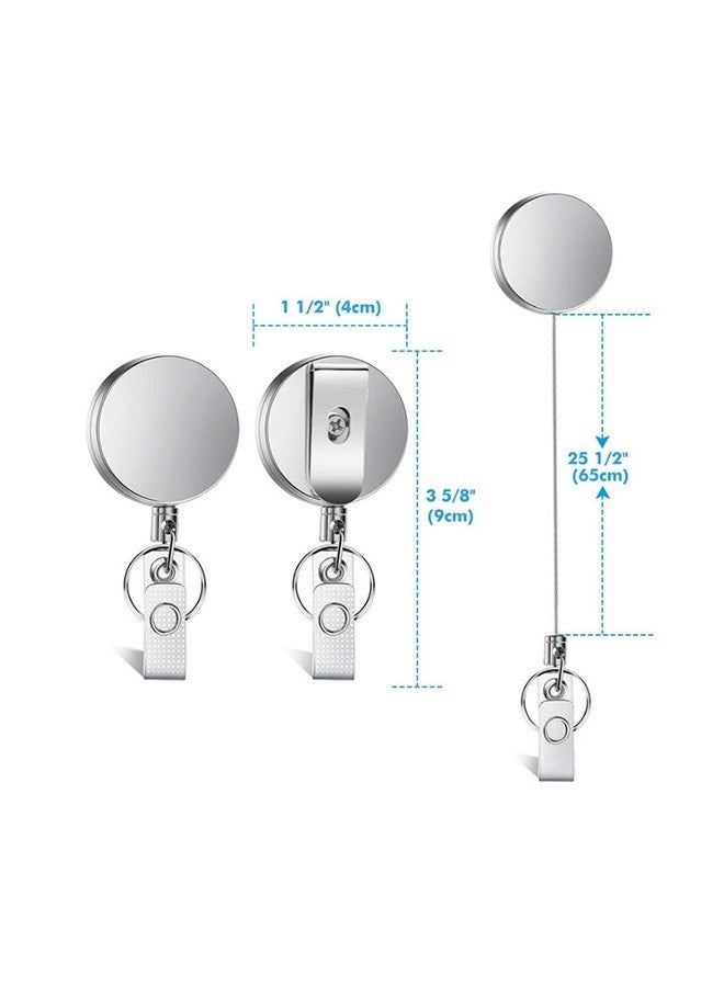 Beauenty 2 Pack Retractable Badge Holders with 2 Pcs Waterproof Transparent Card Holder,T Tersely Metal ID Badge Holder with Belt Clip Key Ring for Name Card Keychain Metal Casing - Image 3