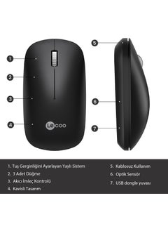lecoo WS214 1200 DPI 4-Button Wireless Mouse Black  - Image 2