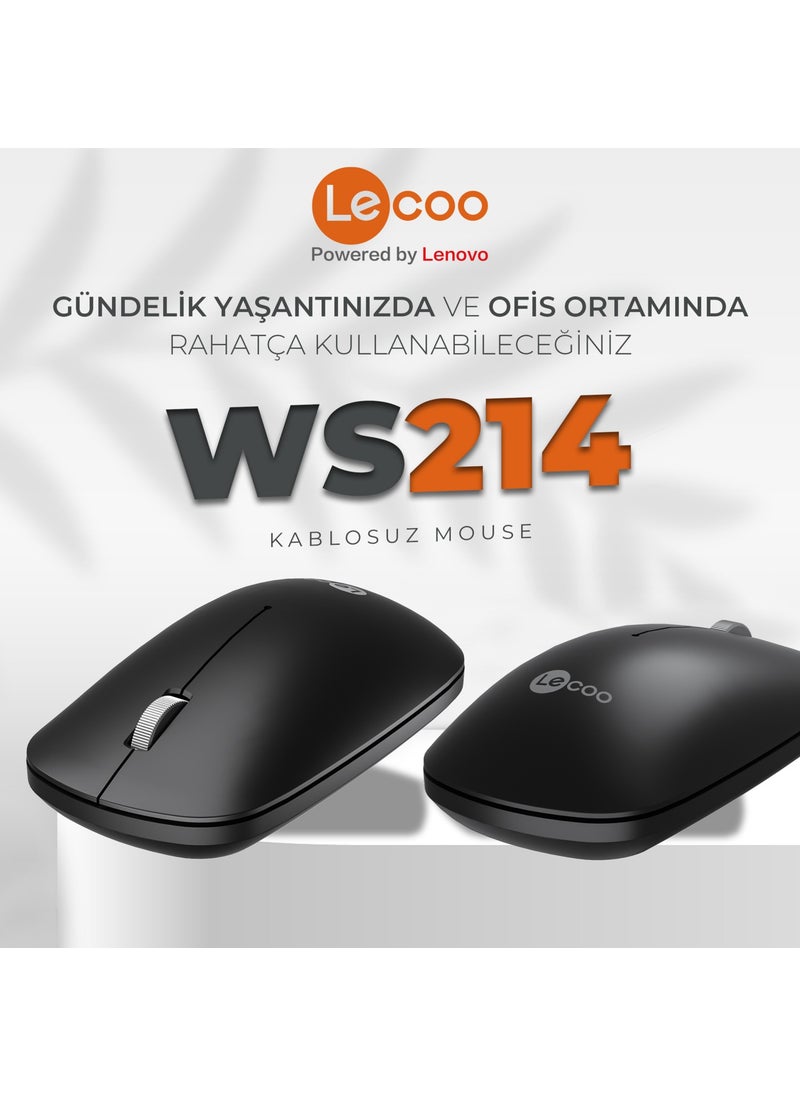 lecoo - WS214 1200 DPI 4-Button Wireless Mouse Black - Image 1