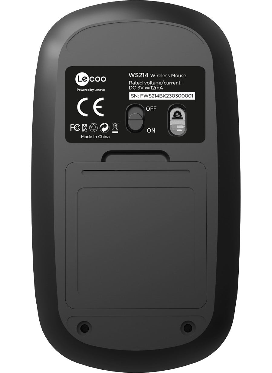lecoo - WS214 1200 DPI 4-Button Wireless Mouse Black - Image 1