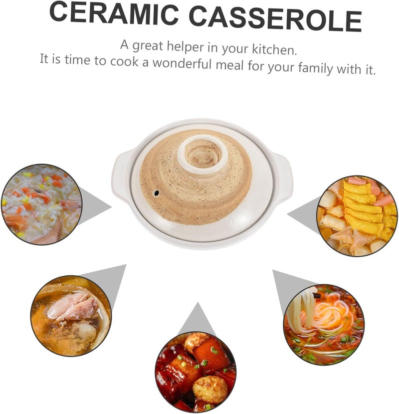 Ceramic Braised Chicken Rice Pot with Lid Japanese Style Casserole Stewing Pot Non Stick for Soup and Rice Stew - Image 4