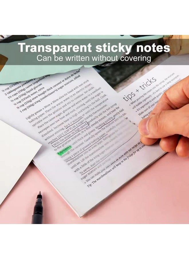 Shuttle Art SHUTTLE ART 50 Sheets Transparent Sticky Notes Pad,Clear Cute Full self-Adhesive Waterproof,See Through Memo Pads,Perfect for College Essentials Books and Office Stationery Art and Craft  - Image 2