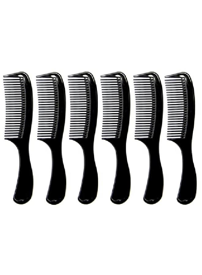 Luxxii (6 Pack) 8 Inch Black Styling Essentials Round Handle Comb Pocket - Image 1
