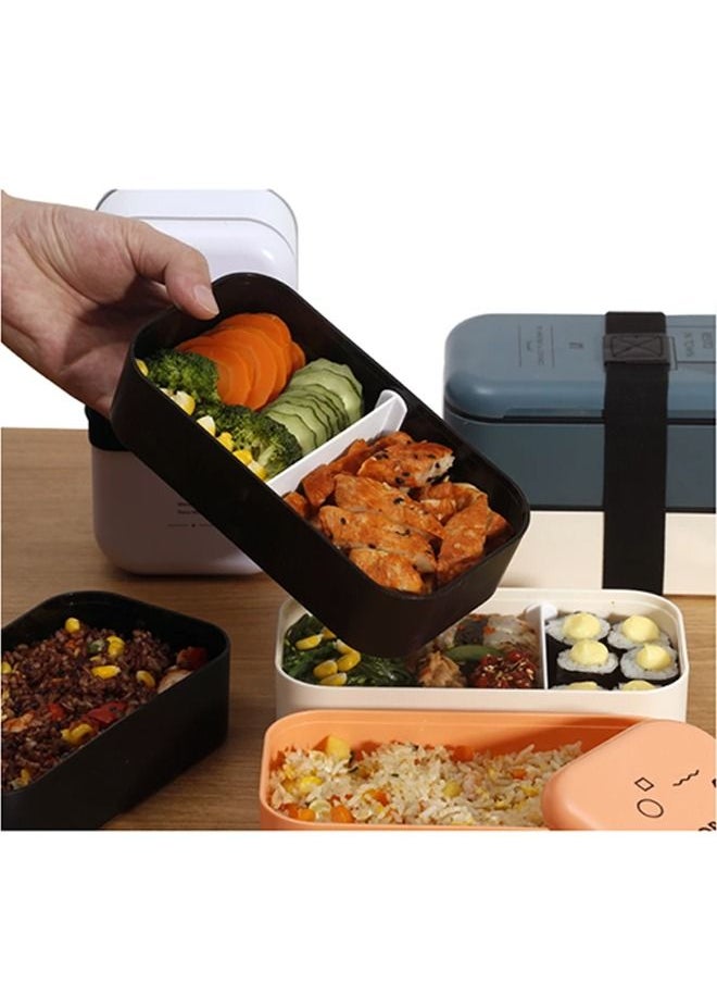 Arabest - Double Layer Sealed Japanese Bento Box, Equipped with Tableware Straps for Preservation, Adult, Student, and Children's Lunch Box - Image 1