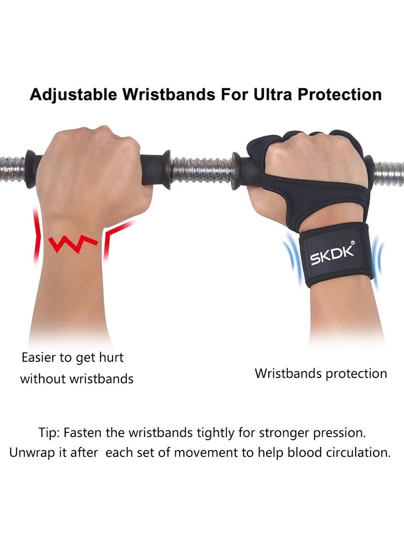 SKDK Weight Lifting Gloves, Strong Impact Resistance Weight Lifting Fitness Gloves With Wrist Wraps, Silicone Gel Full Palm Protection Gym Workout Gloves For Men, (Size XL, Black)  - Image 3