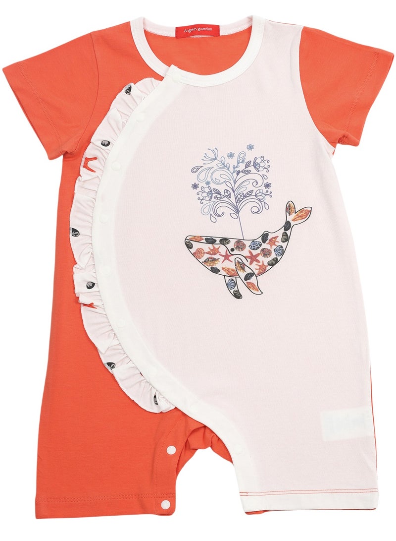 Infant Baby Girl Dolphin Pattern Short Sleeve Baby Romper Outfit Summer Clothes - Image 1