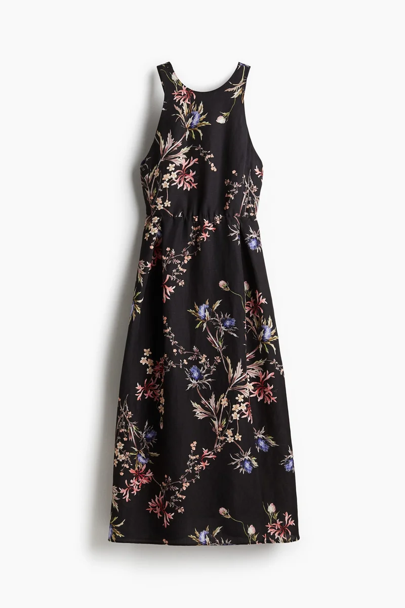 H&M Linen-blend tie-back dress