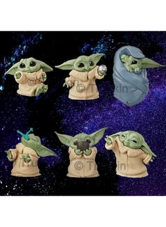 Trunkin Trunkin Baby Yoda Rubber Doll Gift Toys 2-2.4 Inch Mandalorian Yoda Baby Action Toys (Set A) | Yoda Figures 6Pcs/Set Action Figurine,Multicolor  - Image 1