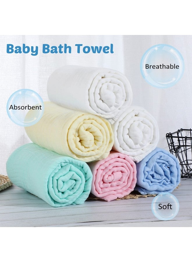 Chumia 6 Pack Baby Muslin Bath Towels 43.3 x 43.3 Inch Cotton Soft Infant Towels Large Swaddle Receiving Blankets 6 Layers for Newborn Toddlers Boys Girls - Image 3