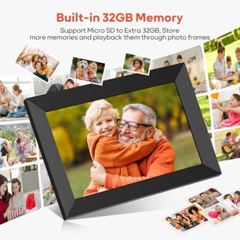 إطار صورة رقمي بشبكة WiFi مقاس 10.1 بوصة من Frameo، وشاشة لمس IPS عالية الدقة 1280 × 800 إطار صور إلكتروني، وذاكرة 32 جيجابايت، وتدوير تلقائي، وقابل للتركيب على الحائط، ومشاركة الصور/مقاطع الفيديو عبر تطبيق Frameo من أي مكان، عبوة من قطعتين - Image 4