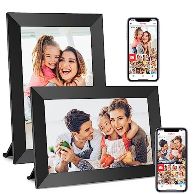 إطار صورة رقمي بشبكة WiFi مقاس 10.1 بوصة من Frameo، وشاشة لمس IPS عالية الدقة 1280 × 800 إطار صور إلكتروني، وذاكرة 32 جيجابايت، وتدوير تلقائي، وقابل للتركيب على الحائط، ومشاركة الصور/مقاطع الفيديو عبر تطبيق Frameo من أي مكان، عبوة من قطعتين - Image 1