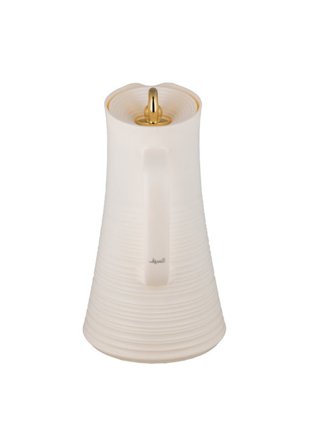 Alsaif Deva Coffee And Tea Vacuum Flask , Size: 1.0 Liter, Color: Ivory/Gold  - Image 2