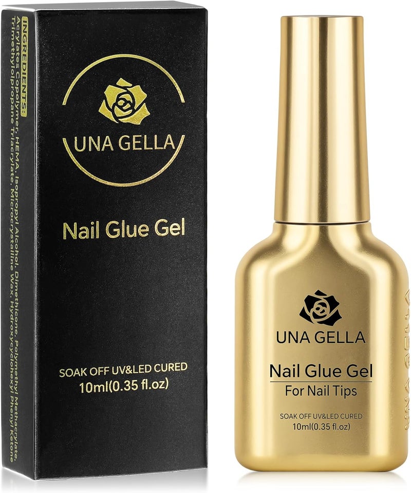 UNA GELLA غراء أظافر هلامي 6 في 1 لأطراف الأظافر 10 مل، غراء أظافر UV طويل الأمد فائق القوة بفرشاة، لقاعدة هلام التفتح، لأطراف الأظافر المزيفة الشفافة والأظافر الأكريليكية المضغوطة، يحتاج إلى معالجة بالضوء - Image 1