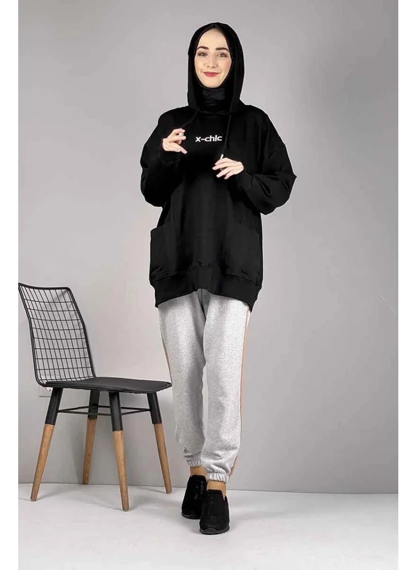 Sefa Merve Stripe Detailed Sweatpants 1073-01 Gray Tan