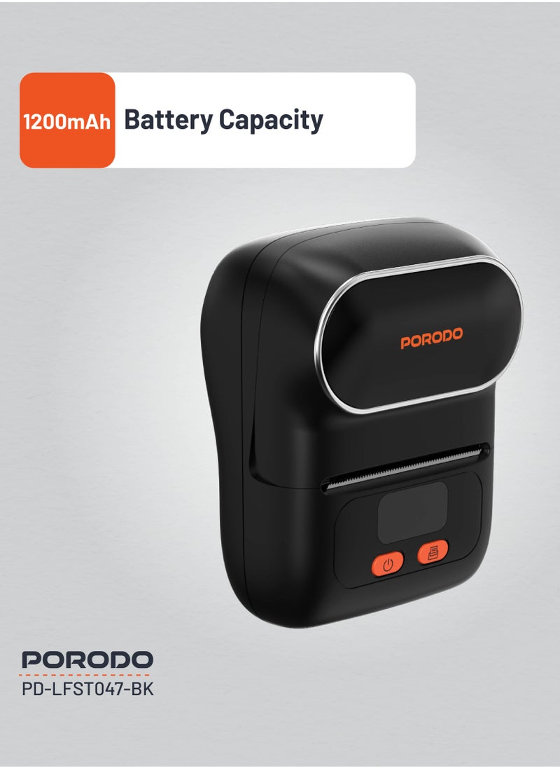 porodo Super HD Thermal Printer / Print Labels & Photos / Inkless Printing / High Definition / Portable - Black  - Image 5