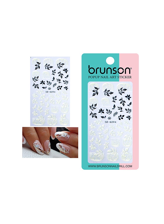 brunson 5D Flower Decals Exquisite Self Adhesive Nail Art Decoration Stickers 5D-k094