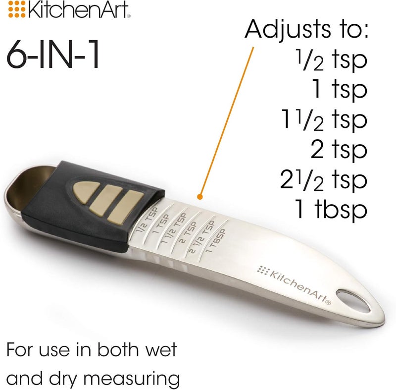 KitchenArt Professional Series Adjustable Measuring Spoon - Champagne Satin Finish, White & Black - Image 4
