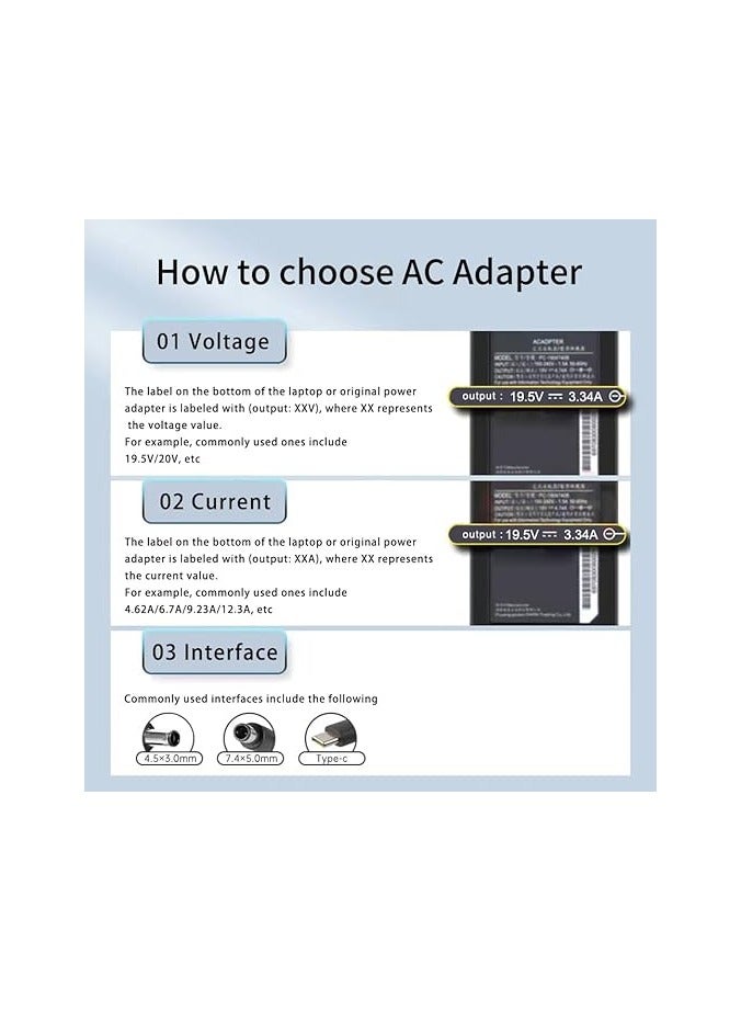 Green Tiger 65W Dell Charger laptop adapter 19.5V 3.34A 4.5x3.0mm for Inspiron 13 14 15,3000 5000 7000 Series,558 3565 3567,for Vostro 13 14 15 16 - Image 2