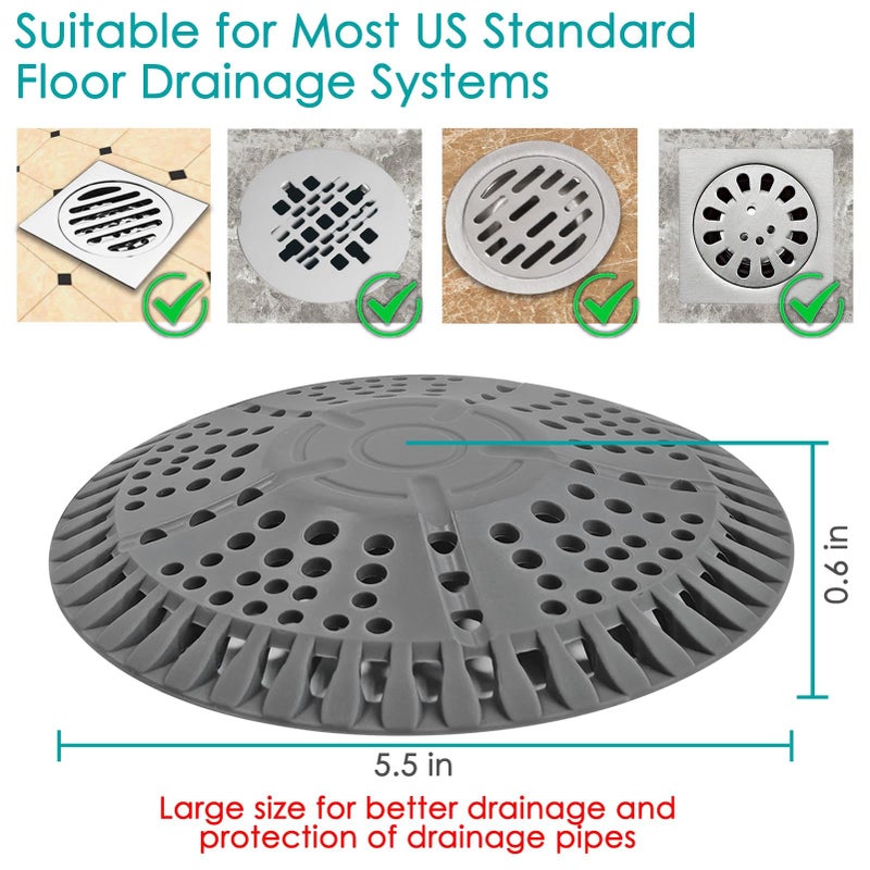AWzzz Shower Drain Hair Catcher, 2 Pack 5.5in Shower Hair Catcher Large Premium Silicone Drain Protector Strainer, Shower Drain Cover for Shower Room, Floor Drain, Bathroom Sink, Dark Grey - Image 4