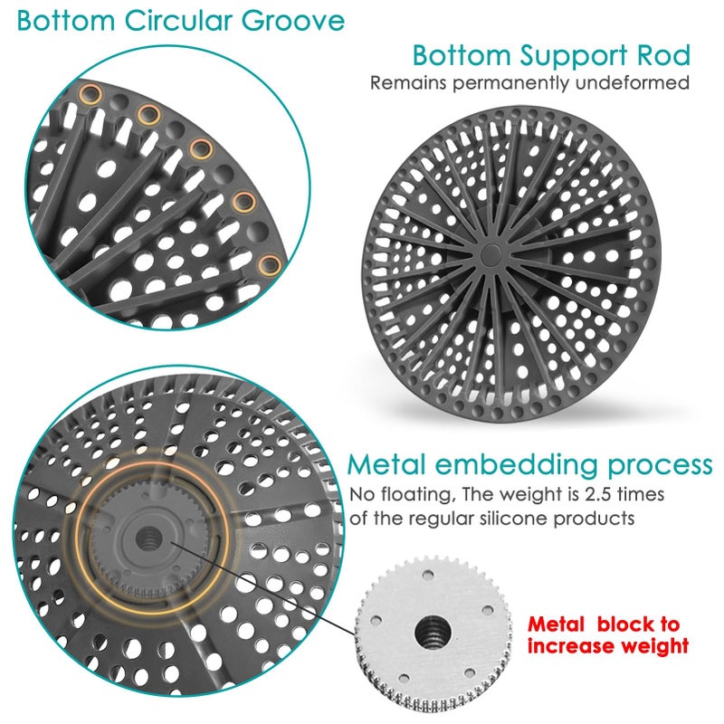 AWzzz Shower Drain Hair Catcher, 2 Pack 5.5in Shower Hair Catcher Large Premium Silicone Drain Protector Strainer, Shower Drain Cover for Shower Room, Floor Drain, Bathroom Sink, Dark Grey - Image 2