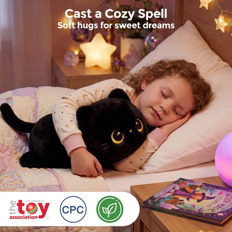 Mewaii Cute Black Cat Plush Pillow, Kawaii Plushies Black Cat Stuffed Animals, Squishy Plushies, Cuddle Plush Pillow for Kids & Girls (13 Inch) - Image 2