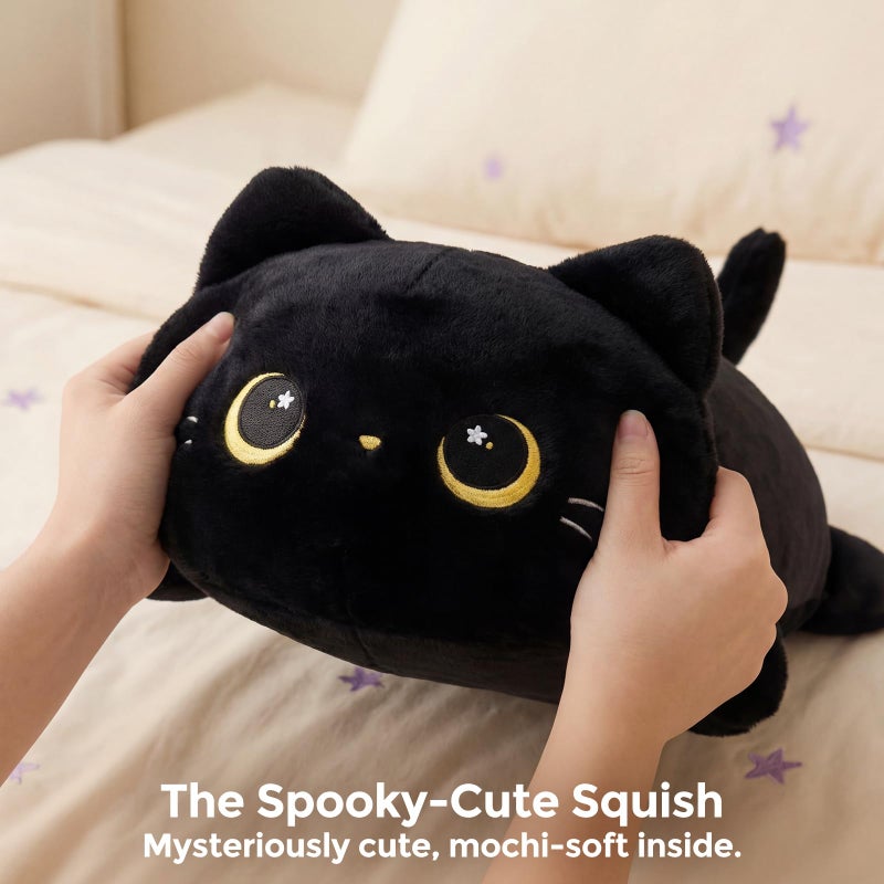 Mewaii Cute Black Cat Plush Pillow, Kawaii Plushies Black Cat Stuffed Animals, Squishy Plushies, Cuddle Plush Pillow for Kids & Girls (13 Inch) - Image 4