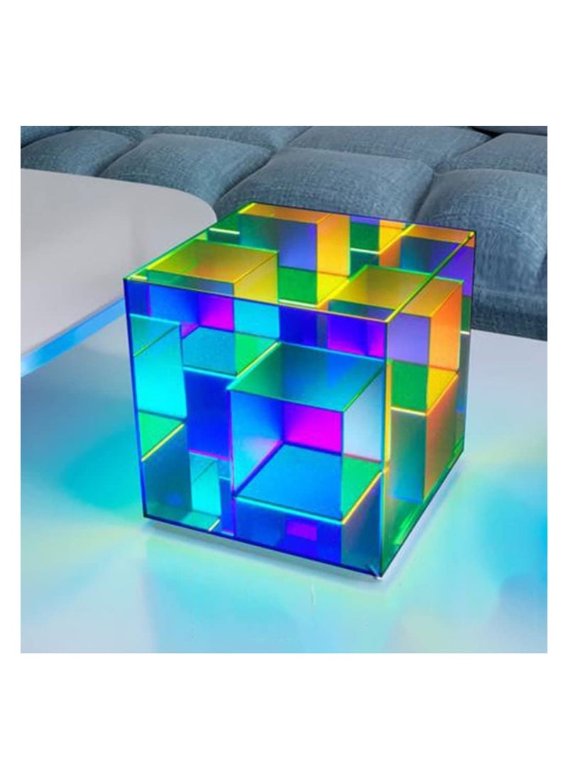 Generic - Colorful Acrylic Table Lamp, 3D LED Crystal Desk Lamp Color Prism Desktop Decoration, Cube Desk Light, Gift for Science Fiction Fans, USB Interface - Image 1