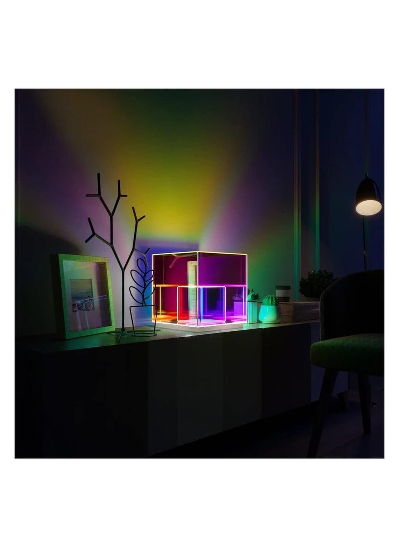 Generic - Colorful Acrylic Table Lamp, 3D LED Crystal Desk Lamp Color Prism Desktop Decoration, Cube Desk Light, Gift for Science Fiction Fans, USB Interface - Image 1