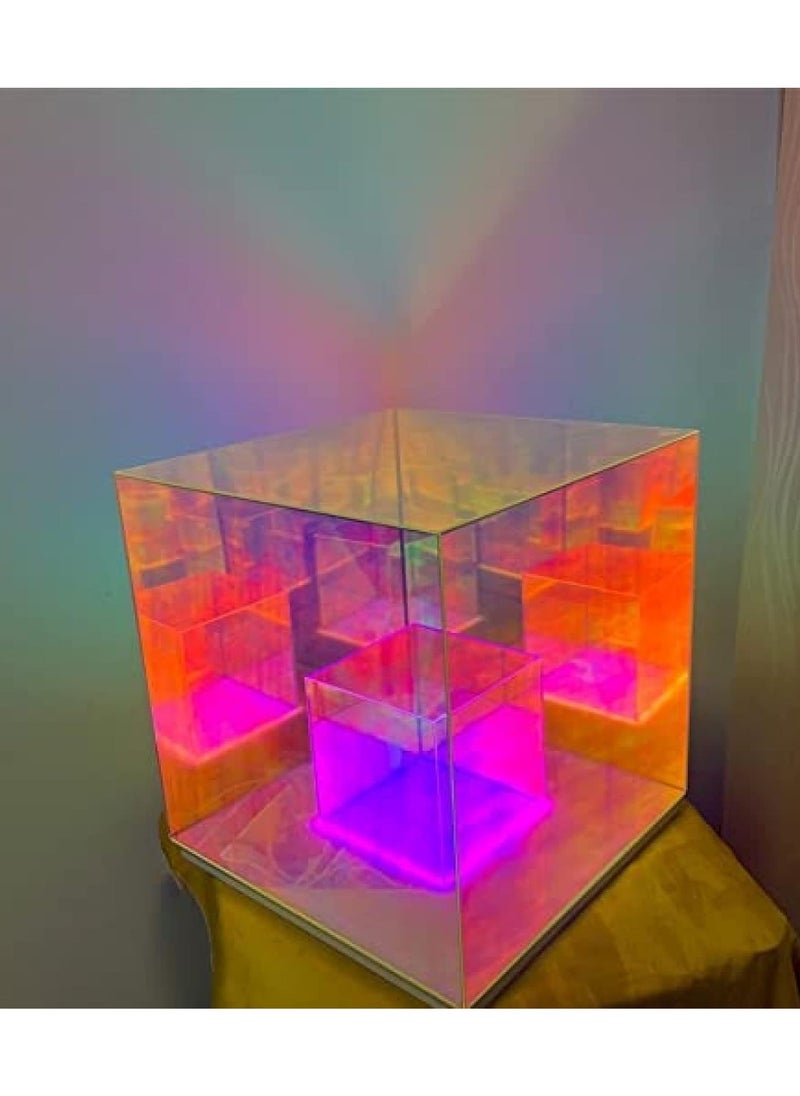 Generic - Colorful Acrylic Table Lamp, 3D LED Crystal Desk Lamp Color Prism Desktop Decoration, Cube Desk Light, Gift for Science Fiction Fans, USB Interface - Image 1