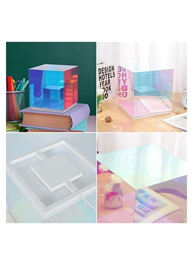 Generic - Colorful Acrylic Table Lamp, 3D LED Crystal Desk Lamp Color Prism Desktop Decoration, Cube Desk Light, Gift for Science Fiction Fans, USB Interface - Image 1