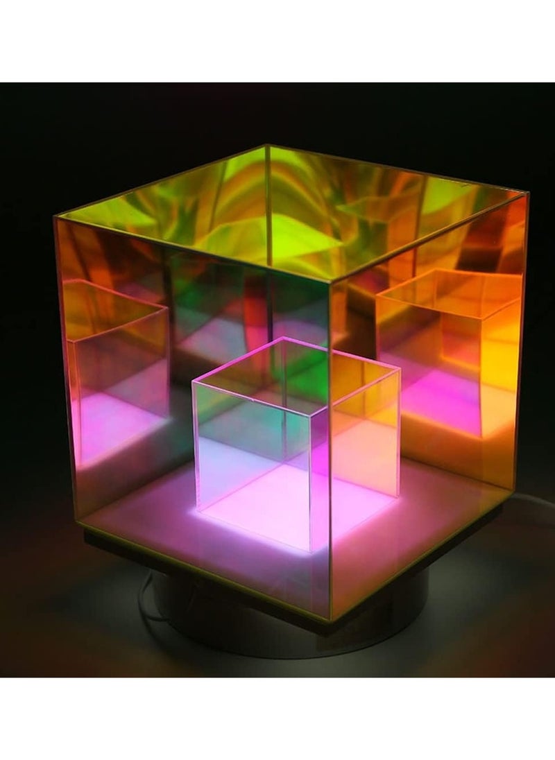 Generic - Colorful Acrylic Table Lamp, 3D LED Crystal Desk Lamp Color Prism Desktop Decoration, Cube Desk Light, Gift for Science Fiction Fans, USB Interface - Image 1