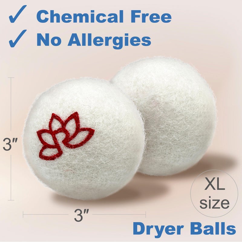 Relaxcation 3 Organic Wool Dryer Balls for Laundry Reusable - XL Size 3-Pack Natural Fabric Softener Balls - Energy Saver, Chemical Free, Hypoallergenic, Premium Quality (Original, 3-Pack) - Image 4