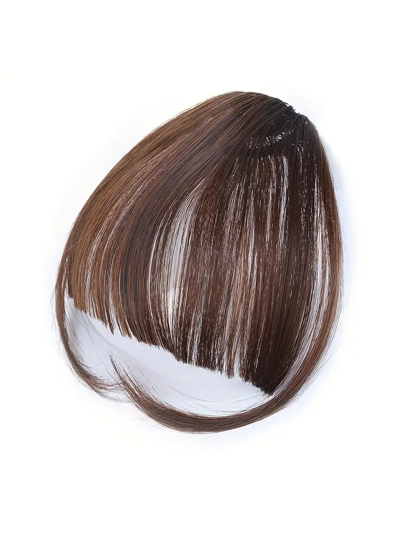 LANGMANNI Light Brown Black Clip In Bangs - One Piece Fringe Hairpiece for Natural-Looking Volume and Length Hair Accessories Halloween Christmas  - Image 2