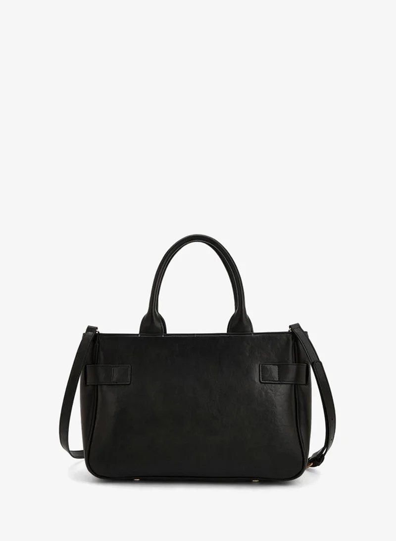 Celeste BLACK Buckled Detail Tote Bag With Zip Closure for Women | Best Price UAE