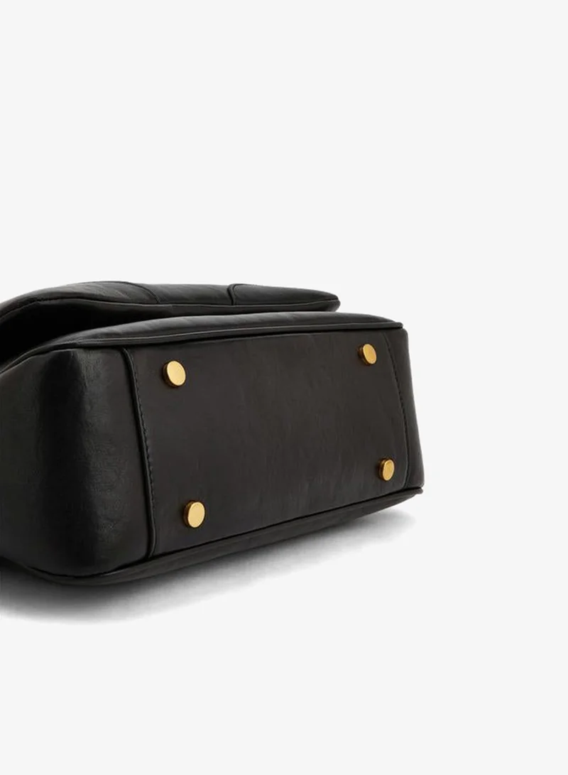 Celeste BLACK Buckled Detail Tote Bag With Zip Closure for Women | Best Price UAE