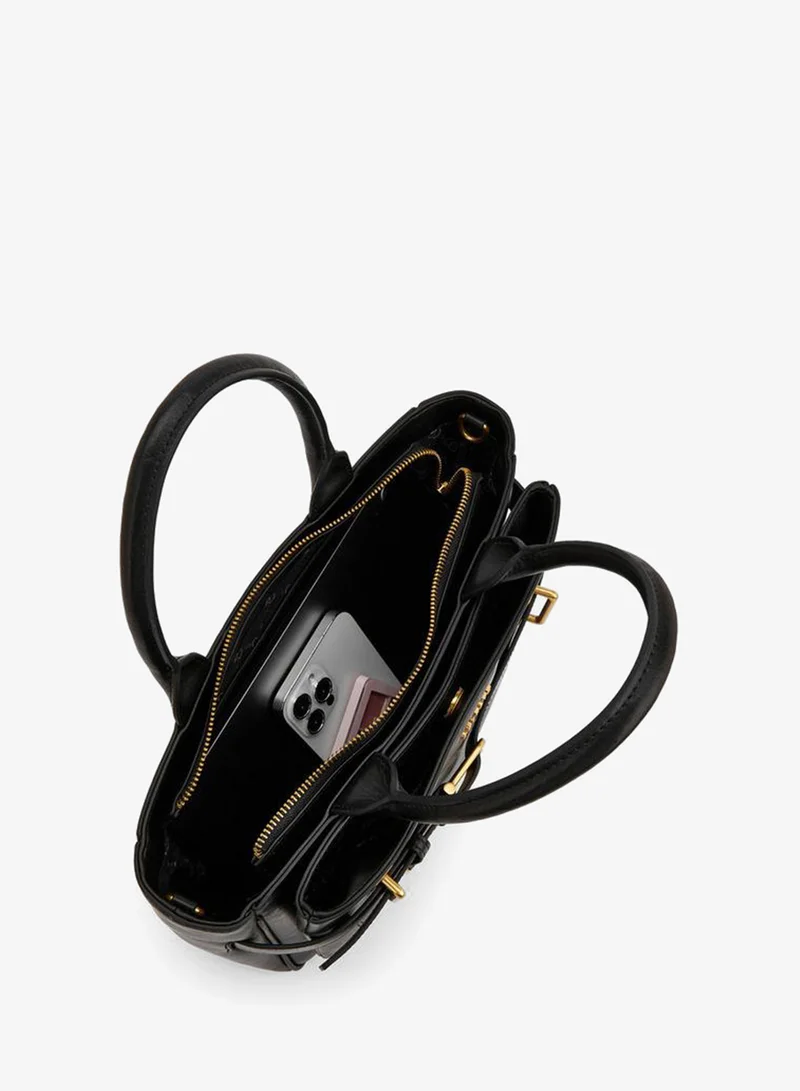 Celeste BLACK Buckled Detail Tote Bag With Zip Closure for Women | Best Price UAE