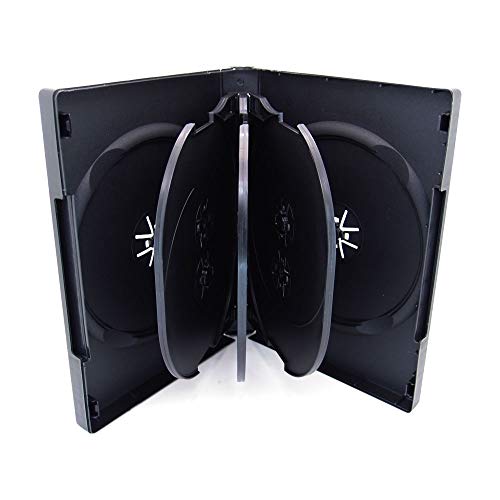 Maxtek Black 8 Disc DVD Cases with 3 Flip Trays and Outter Clear Sleeve, 10 Pack - Image 1