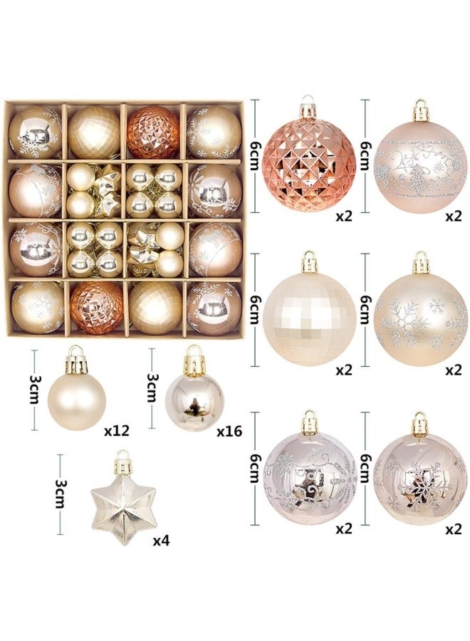 GGEROU 44 قطعة زينة كرات عيد الميلاد كرات عيد الميلاد غير قابلة للكسر زينة كرات شجرة عيد الميلاد زينة معلقة متنوعة - Image 2