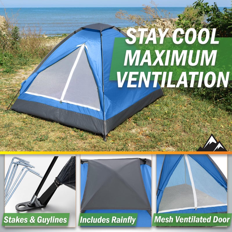 Wakeman 2 Person Tent â€“ Rain Fly & Carrying Bag â€“ Lightweight Dome Tents for Kids or Adults â€“ Camping, Backpacking, and Hiking Gear by Wakeman Outdoors (Blue) - Image 4