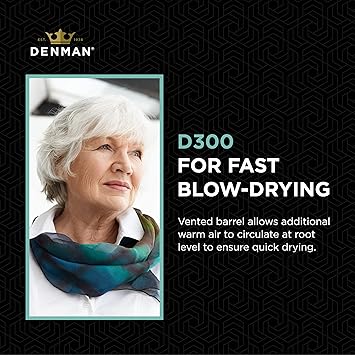 Denman Curling Vented Barrel Round Hair Brush with Nylon Bristles for Fast Drying Volume and Creating Movement in the Hair Black D300 - Image 3