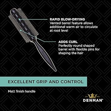 Denman Curling Vented Barrel Round Hair Brush with Nylon Bristles for Fast Drying Volume and Creating Movement in the Hair Black D300 - Image 5