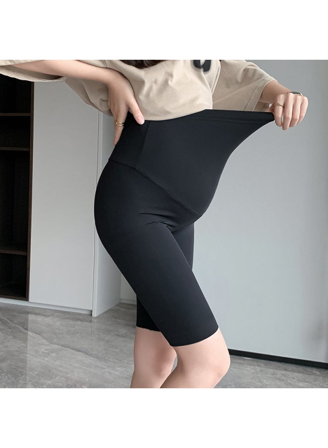 Pregnant Women's Yoga Five-point Shark Pants Summer Thin Outer Wear Versatile Ice Silk High Elastic Belly Support Bottoming Shorts Cycling Pants 