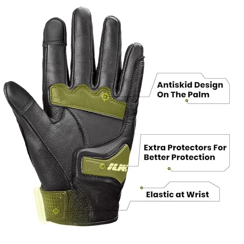 ILM قفازات سباق دراجات نارية من جلد الماعز للرجال والنساء موديل DN01 (XXL، أسود غير مثقوب) - Image 5