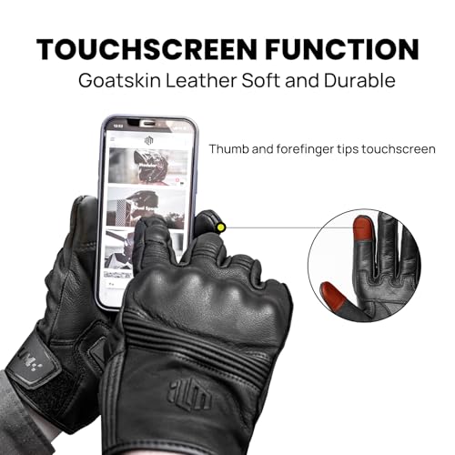 ILM قفازات سباق دراجات نارية من جلد الماعز للرجال والنساء موديل DN01 (XXL، أسود غير مثقوب) - Image 4