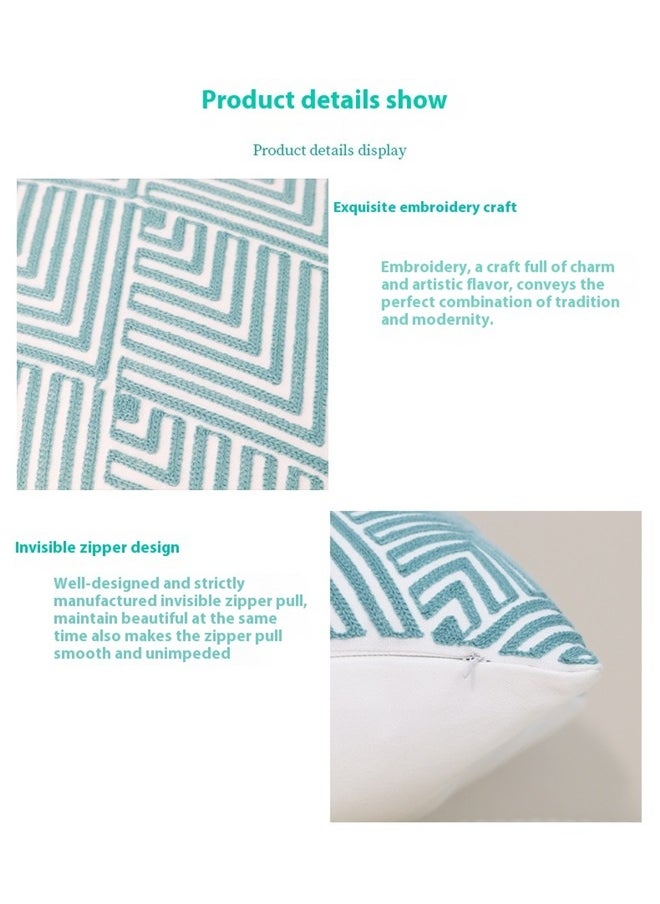 yongsheng Geometric Patterned Printed Cushion Cover Blue/White 45x45cm,Decorative Throw Pillow Covers Geometric Design for Couch Sofa Living Room  - Image 2
