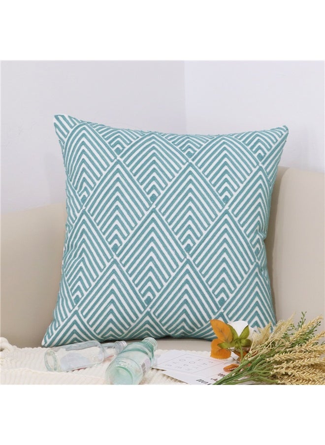 yongsheng Geometric Patterned Printed Cushion Cover Blue/White 45x45cm,Decorative Throw Pillow Covers Geometric Design for Couch Sofa Living Room  - Image 1
